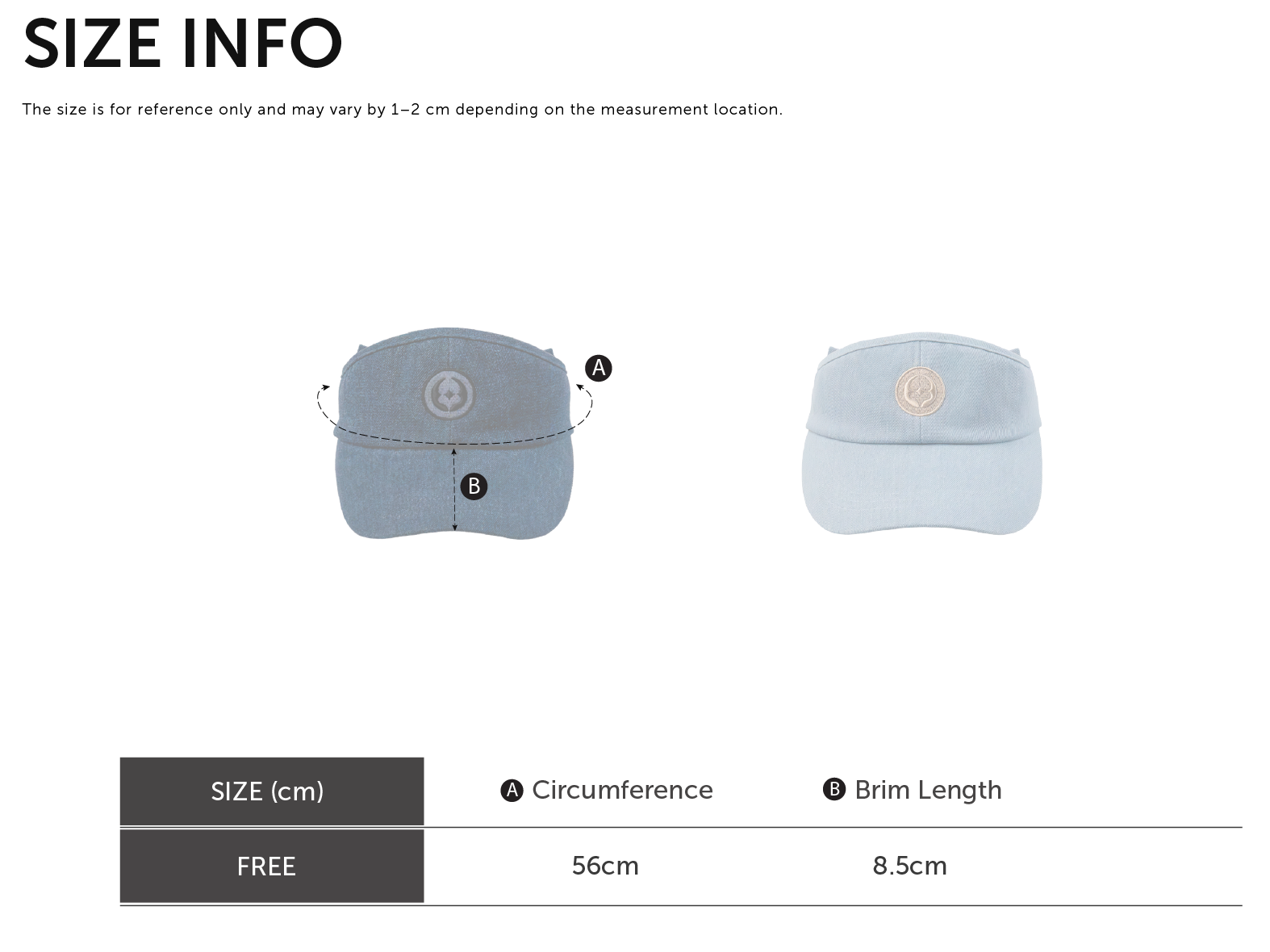 Size Chart for Denim Visor