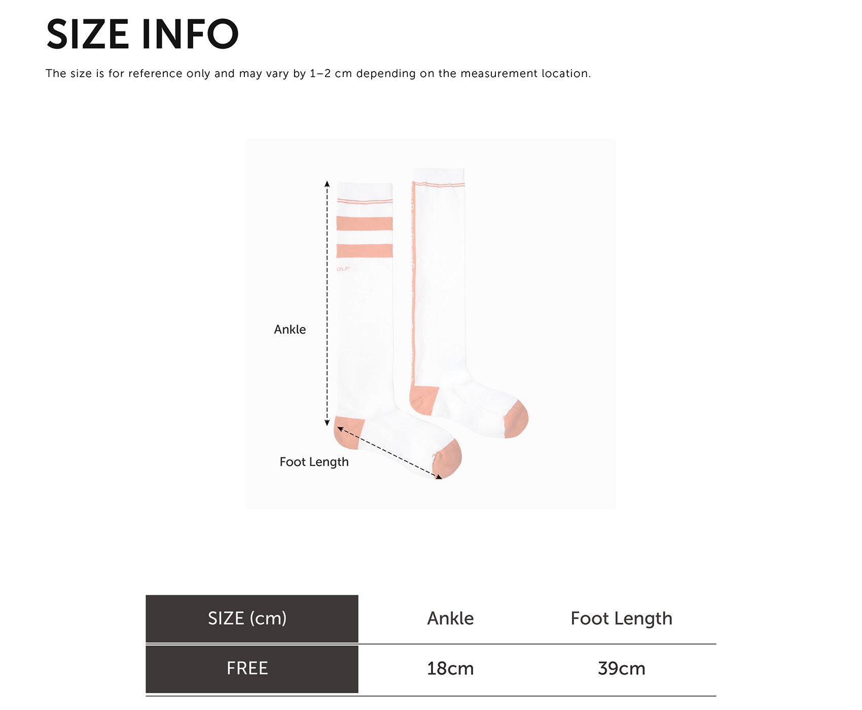 Size Chart for Unbalanced Knee Socks