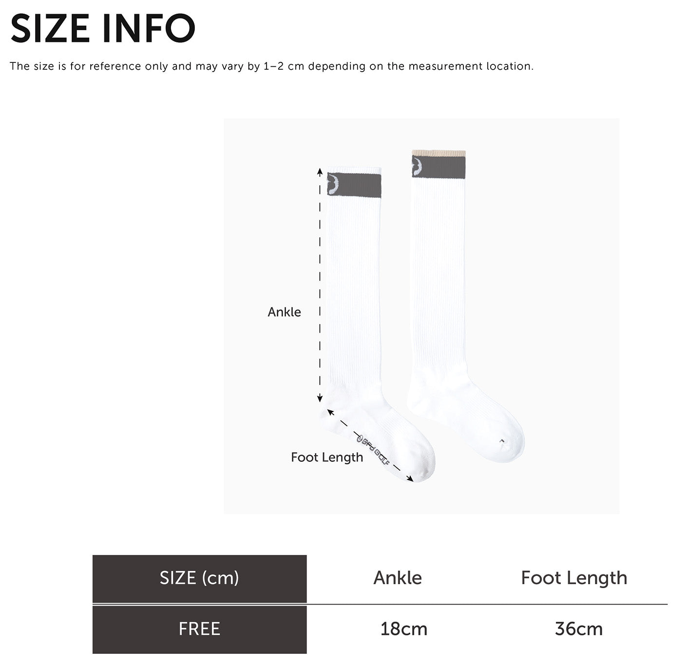 Size Chart for Colour block Knee Socks