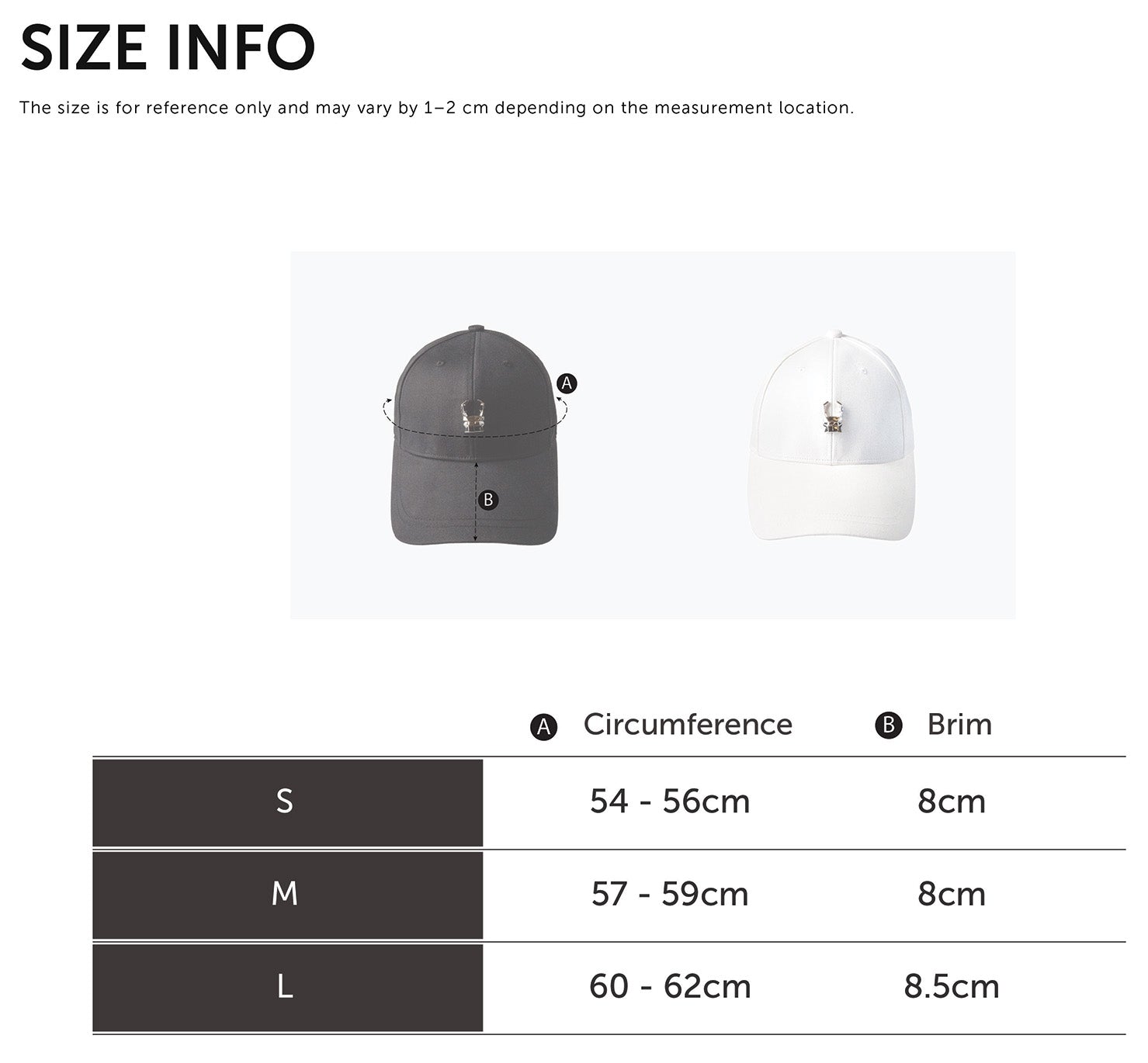 Size Chart for Essential Ballcap