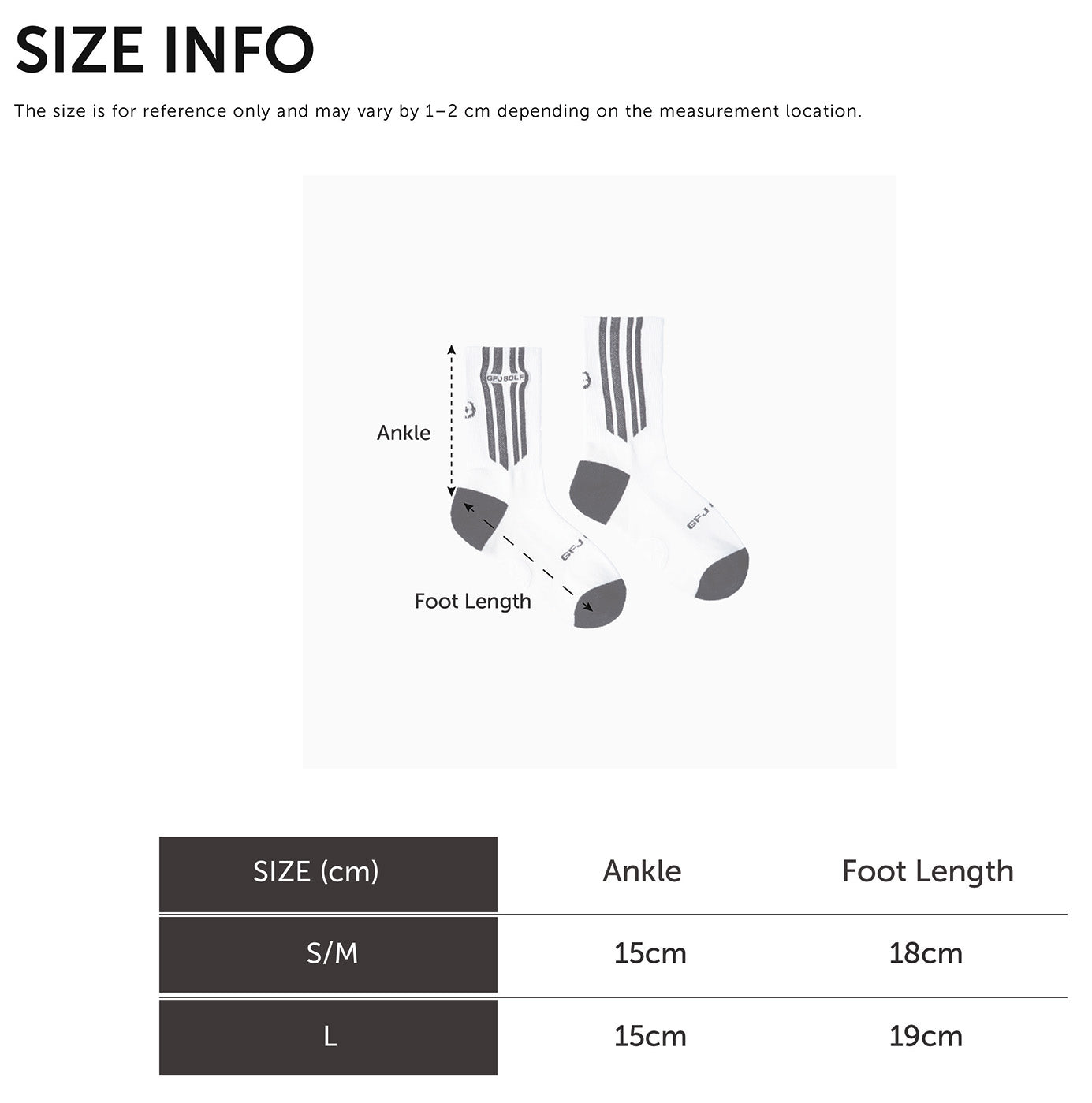 Size Chart for Essential Crew Socks