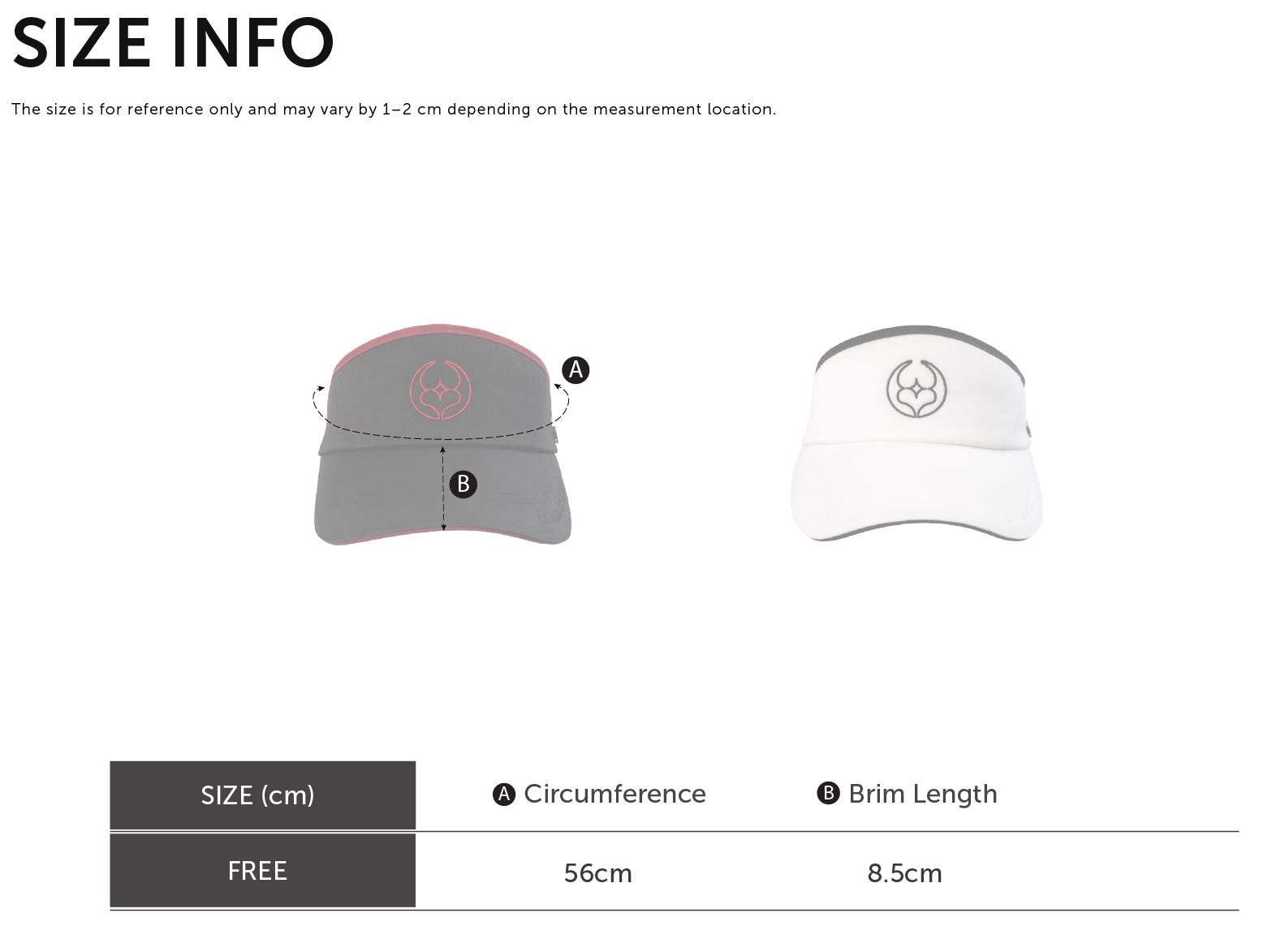 Size Chart for Logo Embroidery Visor
