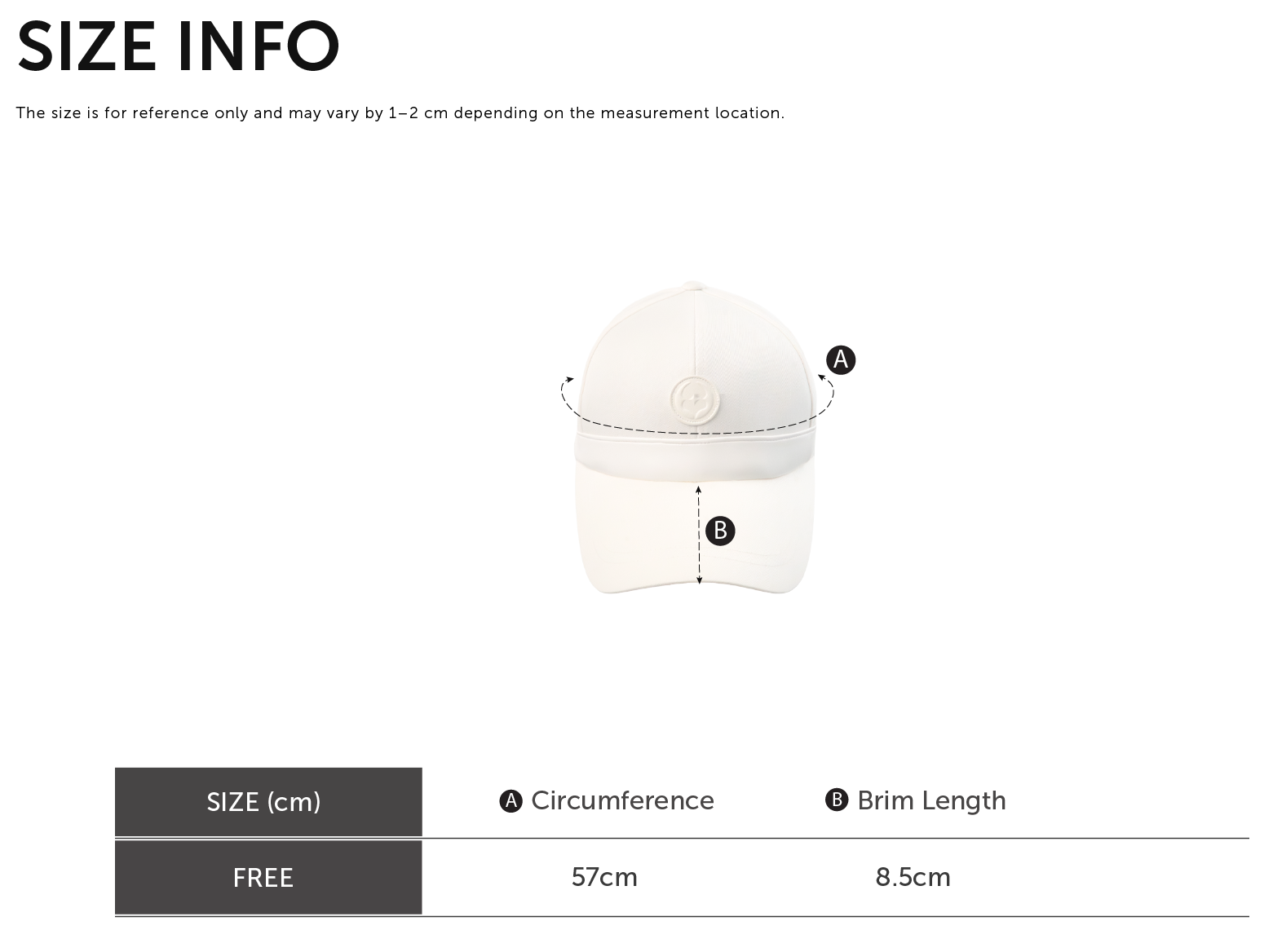 Size Chart for Logo Leather Cap