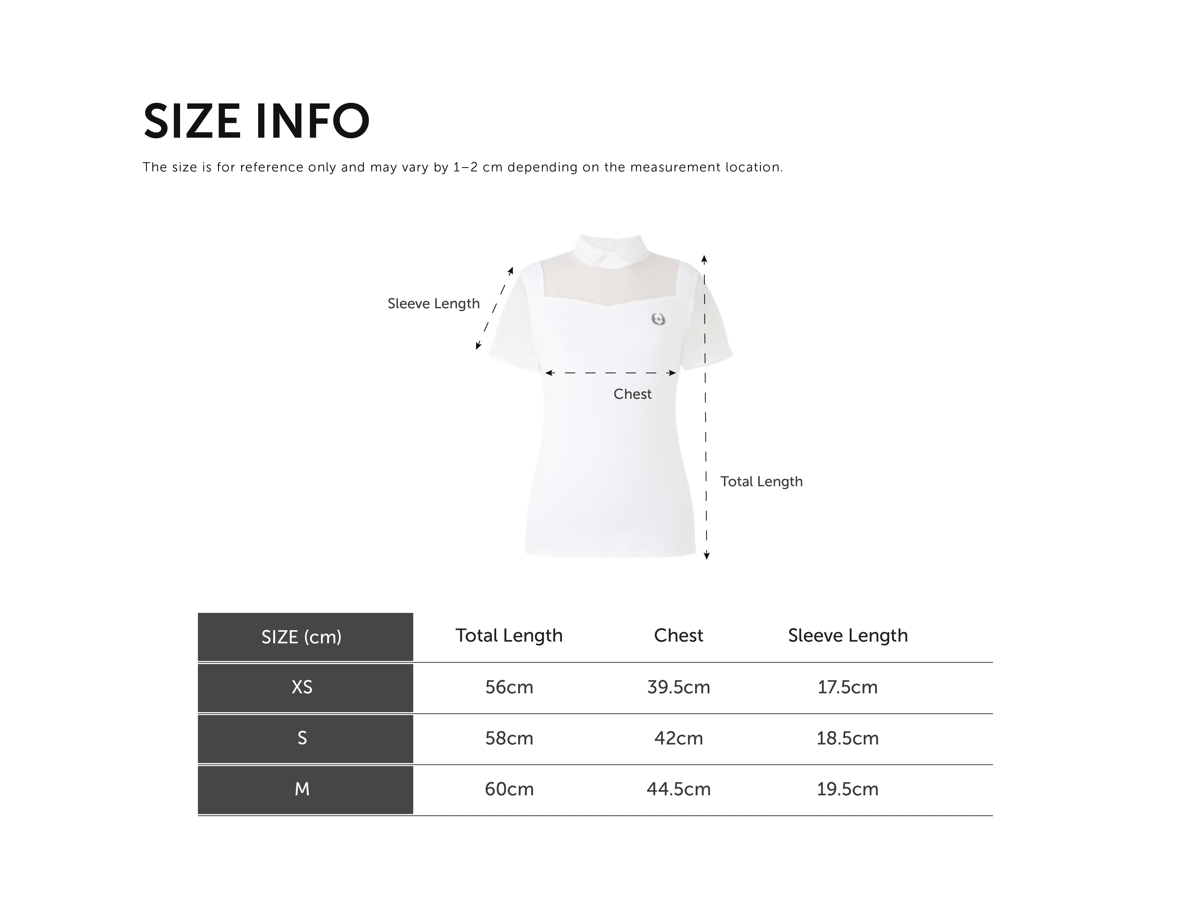 Size Chart for Slim Fit Polo